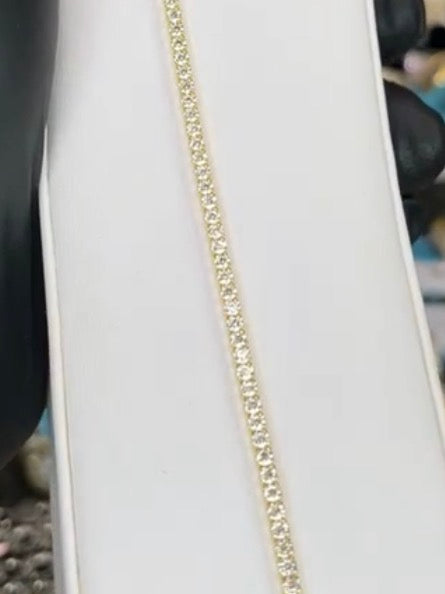 Moissanite Tennis Bracelet Gold over SS925 2mm 7.5 inches