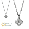 Moissanite Clover Necklace with Halo - 925 Sterling Silver VVS1 - Necklaces - Me, Myself & MoissaNite Jewelry