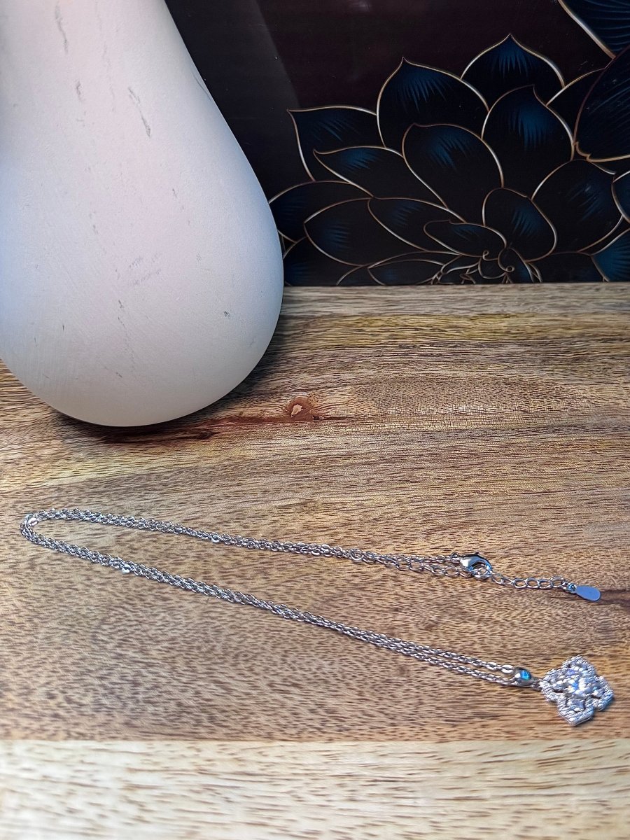 Moissanite Clover Necklace with Halo - Me, Myself & MoissaNite Jewelry