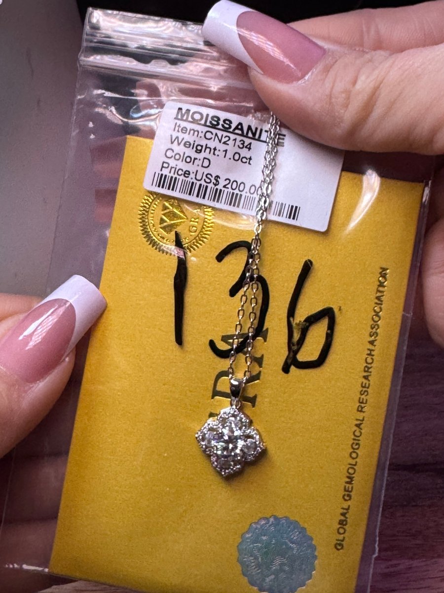 Moissanite Clover Necklace with Halo - Me, Myself & MoissaNite Jewelry