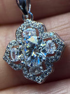 Moissanite Clover Necklace with Halo - Me, Myself & MoissaNite Jewelry