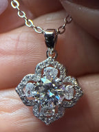 Moissanite Clover Necklace with Halo - Me, Myself & MoissaNite Jewelry