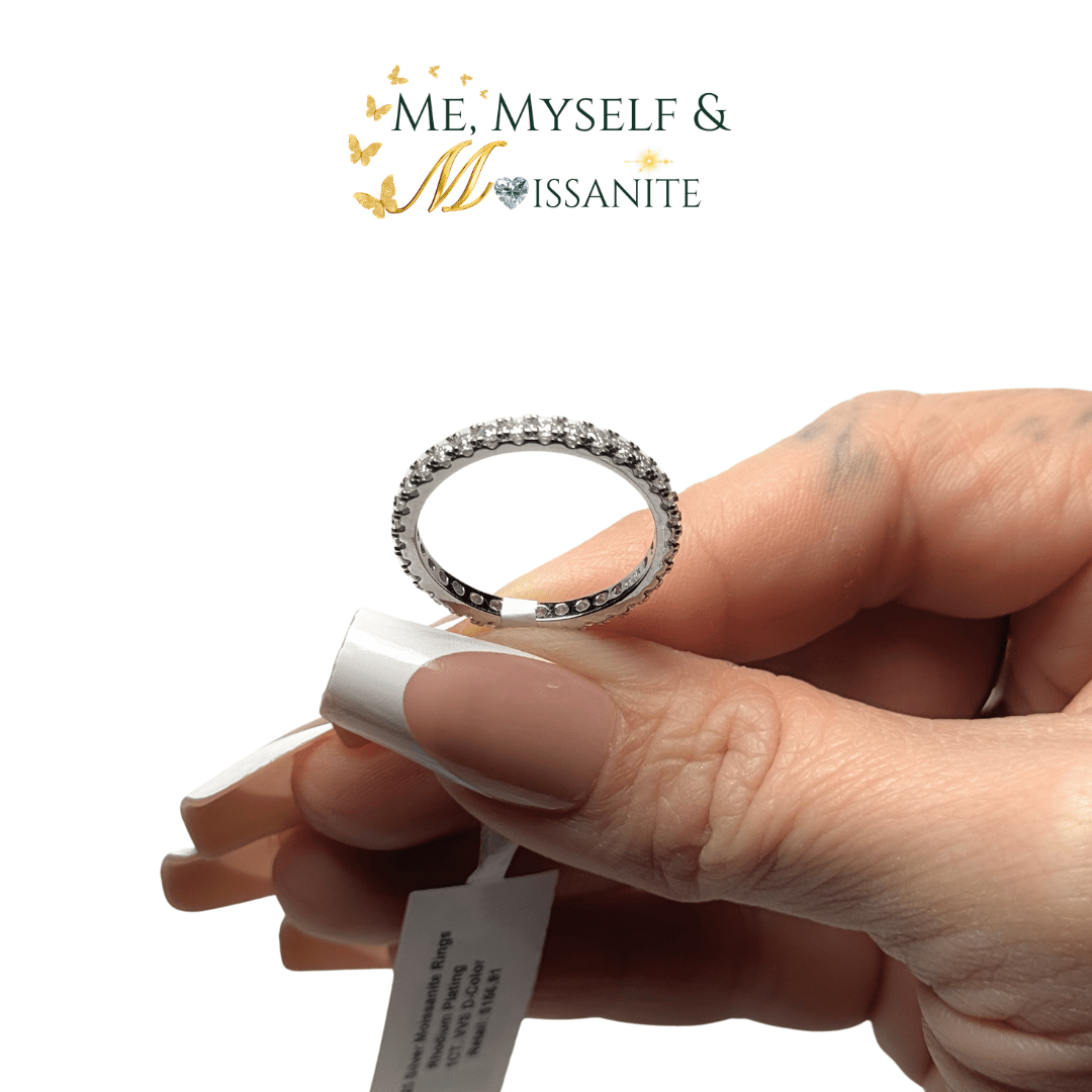 Moissanite Eternity Ring Size 10 - 925 Sterling Silver VVS1 - Rings - Me, Myself & MoissaNite Jewelry