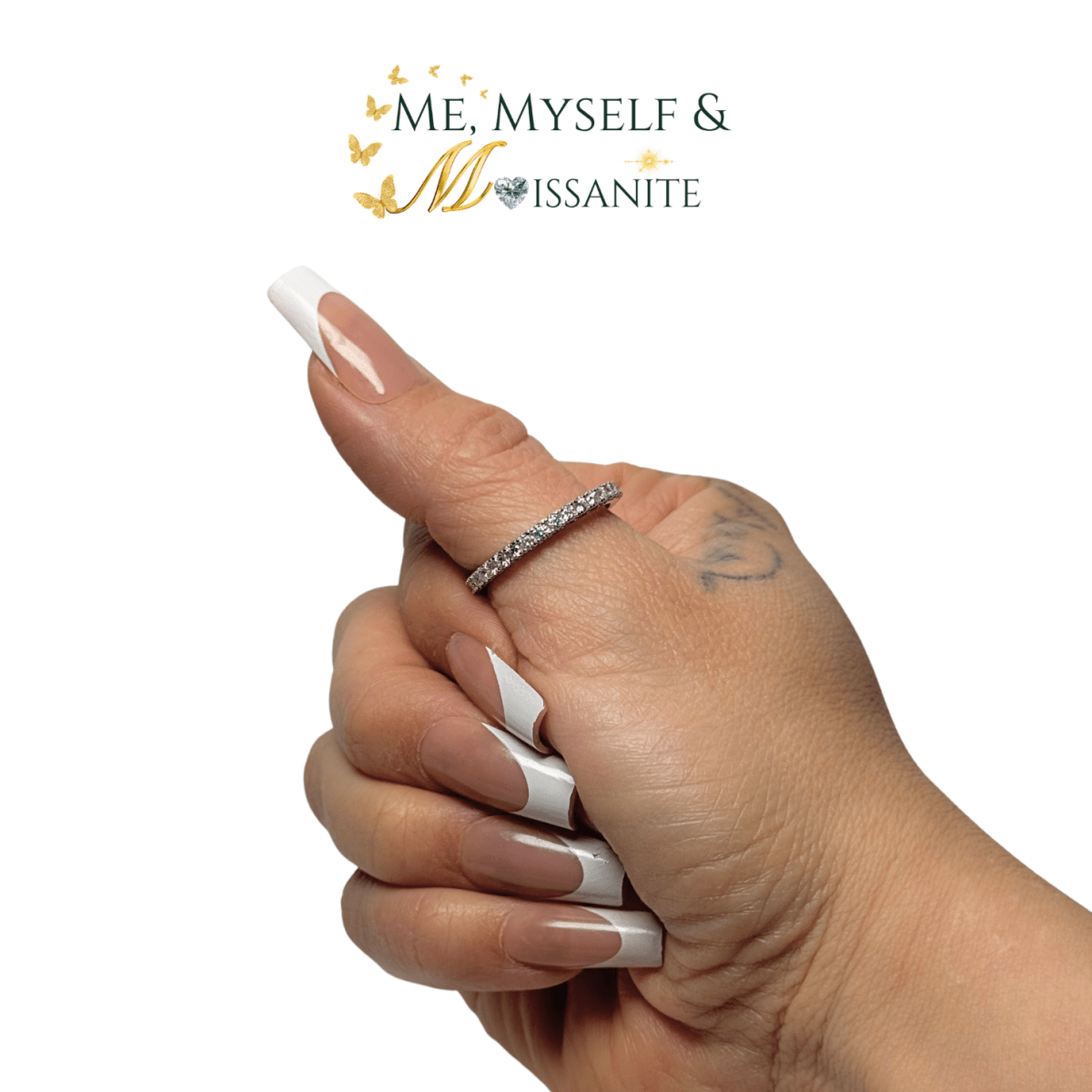 Moissanite Eternity Ring Size 10 - 925 Sterling Silver VVS1 - Rings - Me, Myself & MoissaNite Jewelry