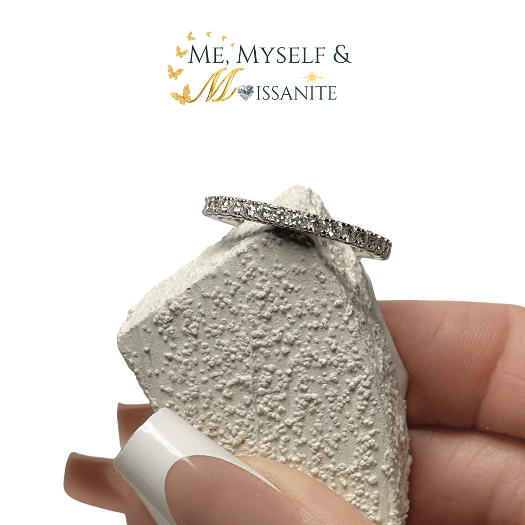 Moissanite Eternity Ring Size 10 - 925 Sterling Silver VVS1 - Rings - Me, Myself & MoissaNite Jewelry