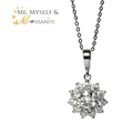 Moissanite Flower Necklace 1.97 Carats - 925 Sterling Silver VVS1 - Necklaces - Me, Myself & MoissaNite Jewelry