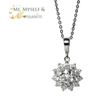 Moissanite Flower Necklace 1.97 Carats - 925 Sterling Silver VVS1 - Necklaces - Me, Myself & MoissaNite Jewelry