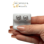 Moissanite Heart Halo Earrings 4.36 Carats - Rhodium Sterling Silver - Earrings - Me, Myself & MoissaNite Jewelry