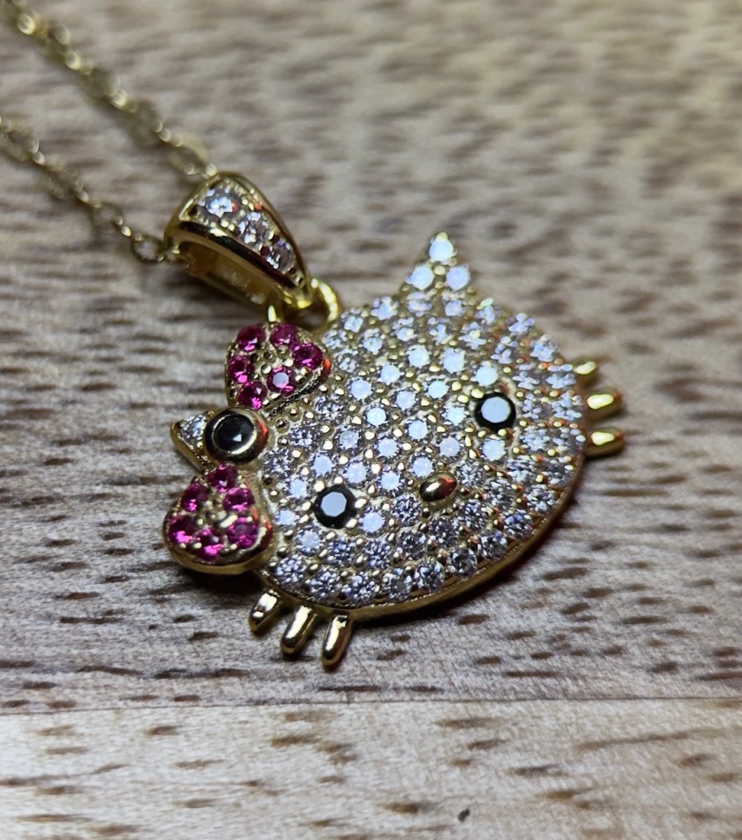 Moissanite Hello Kitty Necklace - Me, Myself & MoissaNite Jewelry