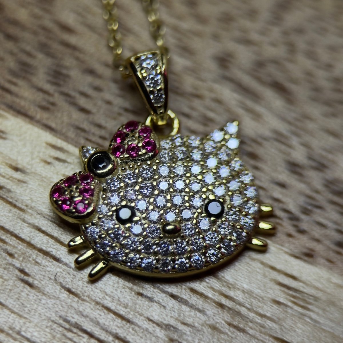 Moissanite Hello Kitty Necklace - Me, Myself & MoissaNite Jewelry