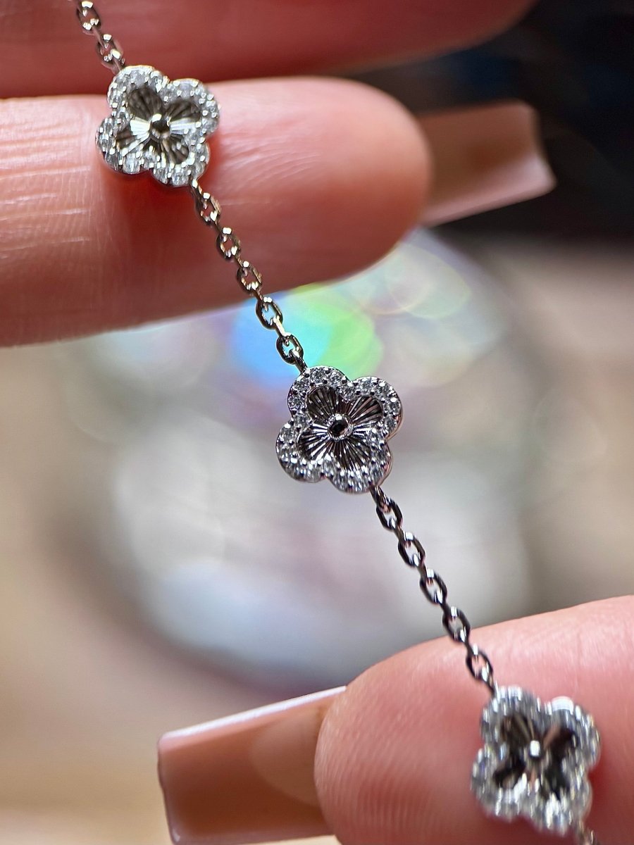 Moissanite Mini Clover Bracelet - Me, Myself & MoissaNite Jewelry
