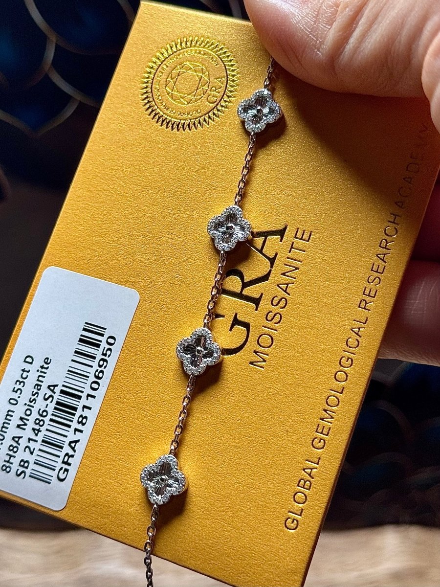Moissanite Mini Clover Bracelet - Me, Myself & MoissaNite Jewelry