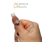 Moissanite Oval Solitaire Halo Ring size 6 - Sterling Silver 1.6 Carat - Rings - Me, Myself & MoissaNite Jewelry