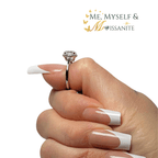 Moissanite Oval Solitaire Halo Ring size 6 - Sterling Silver 1.6 Carat - Rings - Me, Myself & MoissaNite Jewelry