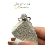 Moissanite Oval Solitaire Halo Ring size 6 - Sterling Silver 1.6 Carat - Rings - Me, Myself & MoissaNite Jewelry