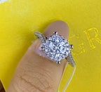 Moissanite Ring Cushion Stone with Halo and Hearts 1 Carat - Me, Myself & MoissaNite Jewelry