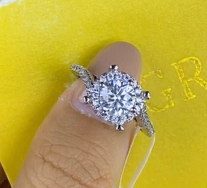 Moissanite Ring Cushion Stone with Halo and Hearts 1 Carat - Me, Myself & MoissaNite Jewelry