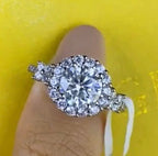 Moissanite Ring Single Stone with Halo and Butterflies 2 Carats - Me, Myself & MoissaNite Jewelry