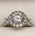 Moissanite Ring Single Stone with Halo and Butterflies 2 Carats - Me, Myself & MoissaNite Jewelry