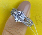Moissanite Ring Single Stone with Infinity Band 2 Carats - Me, Myself & MoissaNite Jewelry
