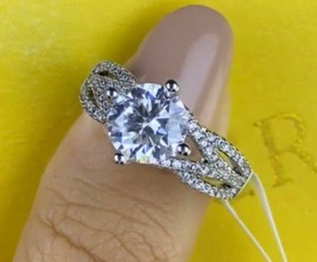 Moissanite Ring Single Stone with Infinity Band 2 Carats - Me, Myself & MoissaNite Jewelry