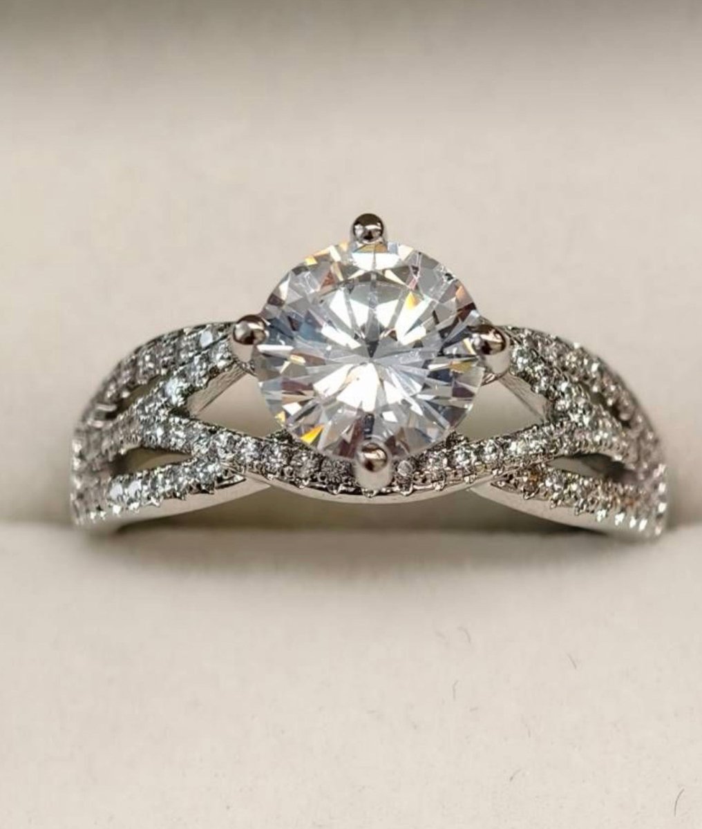 Moissanite Ring Single Stone with Infinity Band 2 Carats - Me, Myself & MoissaNite Jewelry
