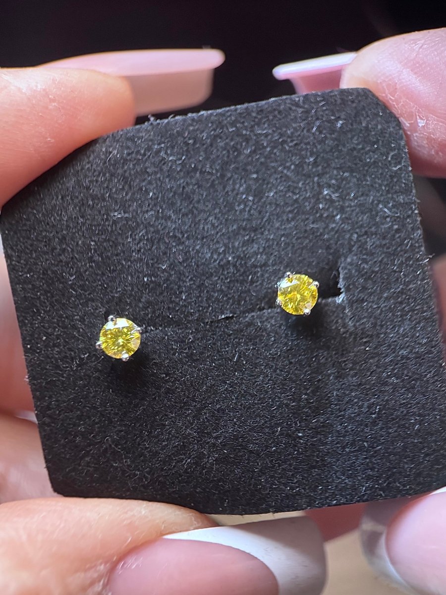 Yellow Moissanite Solitaire Stud Earrings 1 Carat - Me, Myself & MoissaNite Jewelry