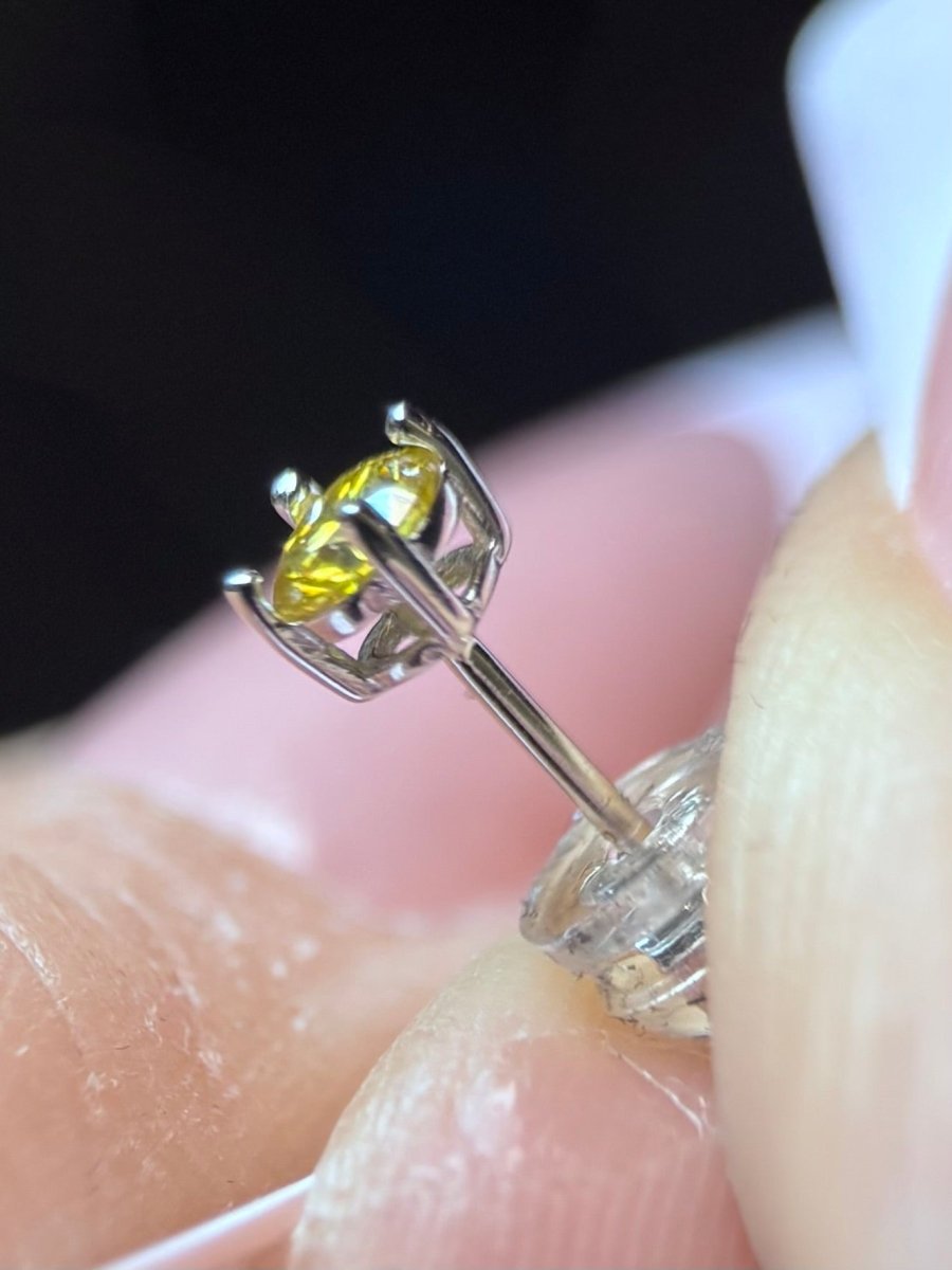 Yellow Moissanite Solitaire Stud Earrings 1 Carat - Me, Myself & MoissaNite Jewelry